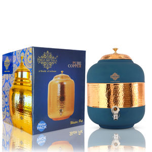 IndianArtVilla Pot d'eau en cuivre pur, semi-martelé avec une finition en soie-Choix de couleurs contemporaines, 17000 ml - Product Image 1