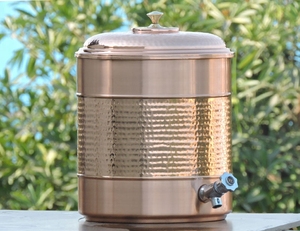 Distributeur d'eau en métal cuivre pur à moitié martelé de vente chaude au meilleur prix de l'Inde - Product Image 5