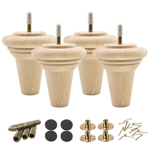 Round Turned Solid Wood Heavy Duty Premium Quality Traditional Design Furniture Legs for Sofa <b>Chair</b> Bed Living Room Bedroom - Product Image 5