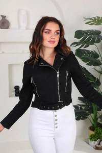 แจ็กเก็ตยีนส์เอวลอยมีซิปของผู้หญิงแจ็กเก็ตยีนส์ระบายอากาศได้สำหรับฤดูใบไม้ร่วง - Product Image 3