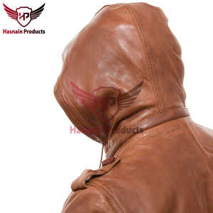 Parka de Cuero Marrón Premium para Hombre, Resistente a la Intemperie, Transpirable, Ecológica, Estilo Urbano, Largo Regular, Secado Rápido, Amplio Espacio de Almacenamiento - Product Image 2