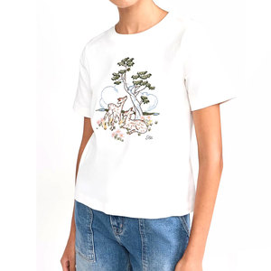 100% Cotton Hip-Hop Style Short Sleeve <b>Women's</b> T-Shirt Custom Embroidered Light <b>Thermal</b> Print Design Woven Summer Short <b>Tops</b> - Product Image 2