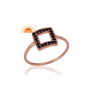 Anillo apilable de plata de ley hecha a mano en India, chapado en oro rosa, con piedra preciosa de zafiro azul natural, joyería fina para mujer. - Product Image 6