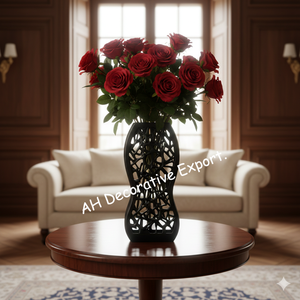 Modern Silver Metal Flower <b>Vase</b> Set with Artificial Red Rose White <b>Lily</b> Arrangement for Home Wedding Tabletop Decor (Portable) - Product Image 4