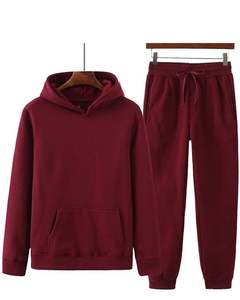 ชุดเซ็ตเสื้อฮู้ดดี้สีเบอร์กันดีและกางเกงจ็อกเกอร์สำหรับผู้หญิง ผ้าฝ้ายฟลีซ สไตล์ลำลอง สตรีทแวร์ ชุดสเวตสูทสองชิ้น สำหรับฤดูหนาว เหมาะสำหรับออกกำลังกาย - Product Image 1