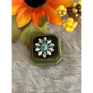 Southwest Handmade Turquoise Opal <b>Sterling</b> <b>Silver</b> Bezel Set <b>Adjustable</b> <b>Ring</b> - Product Image 1
