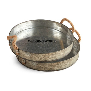 Galvanized <b>Serving</b> <b>Tray</b> Rectangle Shape <b>Black</b> Powder Coated Handmade Hot Selling Dinnerware Tabletop Wholesale <b>Serving</b> <b>Tray</b> - Product Image 6