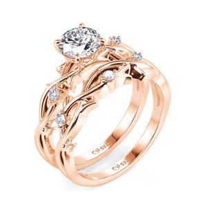 Anillo de compromiso solitario Jeulia Thorns and Flower en oro rosa con incrustaciones de plata de ley - Product Image 3