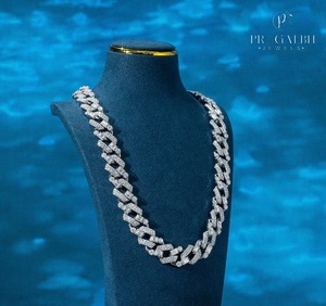 Collar de cadena de eslabones cubanos chapado en oro blanco de lujo para hombres joyería de Hip Hop con regalo de diamantes simulados VVS - Product Image 3