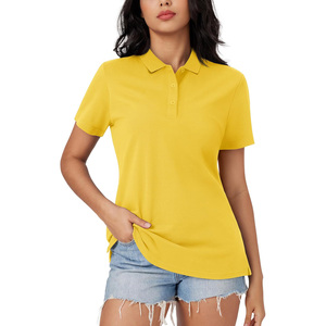 Polo à manches courtes pour femmes, mélange de coton, coupe ajustée décontractée, col classique, mode estivale, vêtements de sport, golf, tennis, tenue de bureau - Product Image 4