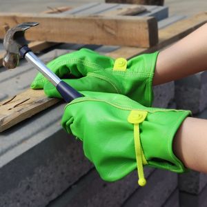 Guantes de Cuero Vacuno Verde para Jardinería y Construcción - Protección Laboral, Anti-Químicos, Antiestáticos, Duraderos y Transpirables - Product Image 6
