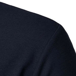 Cómodo ajuste de los hombres cuarto de cremallera para Polo Camiseta de manga corta de ajuste muscular antiarrugas característica OEM diseño estampado de punto - Product Image 4