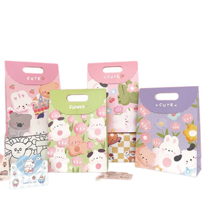 Sacs-cadeaux auto-adhésifs à joues d'animaux mignons, emballage en papier écologique idéal pour les fêtes, la vente au détail, les événements (prune) - Product Image 6