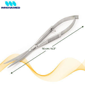 Tijeras de precisión de 6.3 pulgadas de alta calidad, de acero inoxidable, para cutículas, cejas y cuidado de uñas, con estuche de cuero INNOVAMED - Product Image 4