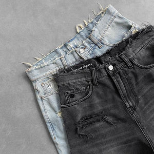 Shorts amples en jean 100 % coton pour hommes, personnalisables, avec fermeture éclair, coupe décontractée, respirants, délavage clair, pour l'été – Vente en gros - Product Image 3