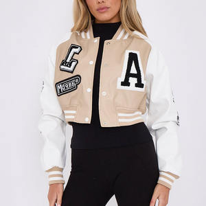 Nouvelle arrivée en gros veste universitaire courte respirante en laine personnalisable pour femmes - Product Image 1