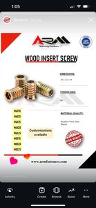 Vis d'insertion en bois en acier inoxydable poli avec écrous en D zingués - Product Image 2