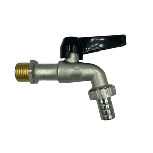 Válvula de Bola de Jardín de Latón de Estilo Industrial de 1/2 Pulgada con Palanca de Aluminio y Conector de Manguera, Diseño Resistente a la Corrosión, Montaje en Pared - Product Image 1