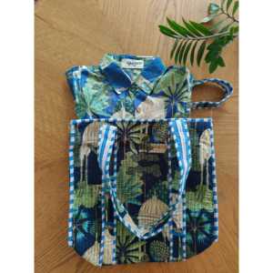 Bolso de Mano Tipo Tote de Algodón Mughal Garden, Cuero Genuino, Gran Capacidad, Resistente al Agua, Cierre de Cremallera, Forro de PVC, Estilo Bohemio, para Uso Diario de Verano - Product Image 2