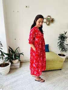 Vestido largo informal de verano para mujer, vestido Midi con estampado Floral a mano, vestido tejido Floral bohemio ecológico - Product Image 4