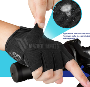 Gants de cyclisme de couleur noire de bonne qualité sans doigts personnalisés hommes femmes gants de cyclisme du Pakistan - Product Image 4