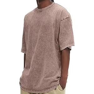 OEM verano hombres de alta calidad 100% algodón lavado ácido camisetas de secado rápido de gran tamaño en relieve con diseño de logotipo personalizado patrón sólido - Product Image 3