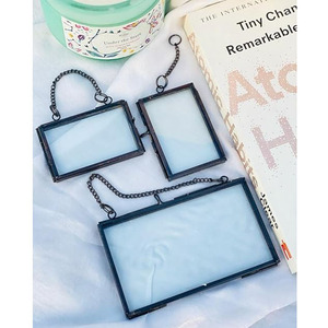 Mini <b>Metal</b> Picture <b>Frame</b> Antique <b>Black</b> Glass Double Sided Small Antique Brass Ornament Pressed Flowers Vintage Art Decoration - Product Image 3