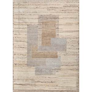 พรมขนสัตว์สีน้ำตาลเบจ Blythe แบบถักมือสไตล์อัฟกัน รุ่น Re-1453-Abstract สำหรับห้องนั่งเล่น พรมปูพื้นบ้าน ทางเดิน รูปทรงสี่เหลี่ยมผืนผ้า ดีไซน์แบบ Patchwork - Product Image 1