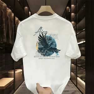 Camisetas de algodón personalizadas de fábrica OEM para hombre, camiseta tejida de algodón puro, camiseta informal de moda de manga corta transpirable - Product Image 1