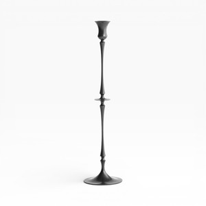 Ensemble de trois bougeoirs hauts en métal noir foncé avec dessus en bol pour un style d'intérieur artistique et moderne - Product Image 6