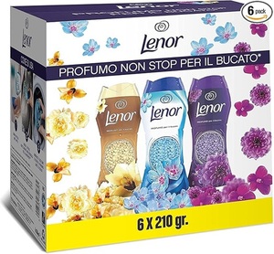 Lenor <b>Laundry</b> <b>Perfumer</b> Scented Pearls Washing Machine, Spring Awakening, Gold and Flowers, Amethyst, Pack of 6 (6 x 210 g) - Product Image 1