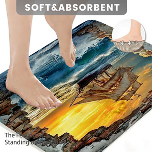 Custom Printed Flannel <b>Bathroom</b> Rug <b>Set</b> for <b>Bathroom</b> Non-Slip Shower Curtain Bath <b>Mat</b> - Product Image 3