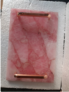 Bandeja de cuarzo rosa Natural con moldura dorada para granja, con asas bandeja de servicio, la mejor calidad, gran oferta - Product Image 2