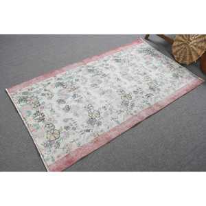 Vintage 3.5x5.9 ft Rug, Turkish Rug, <b>Red</b> Floral Rug <b>Wool</b> - Product Image 2