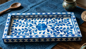 Plateau en os incrusté, nouveau modèle rectangulaire en résine écologique, accessoire pour la maison, plateau de service en os incrusté pour servir les aliments - Product Image 5