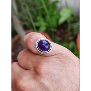 Handmade 925 Sterling Silver Amethyst <b>Statement</b> <b>Ring</b> Women's Oval Purple Gemstone <b>Ring</b> Gift for Occasions - Product Image 6