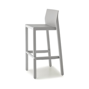 Tabouret de bar empilable en technopolymère avec dossier et repose-pieds, hauteur de siège 75 cm, pour terrasse extérieure, bar, café, fabriqué en Italie - Product Image 4