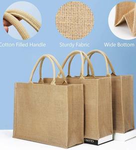 ถุงผ้าชอปปิงพับได้ทำจากผ้าฝ้ายและฟางธรรมชาติเป็นมิตรกับสิ่งแวดล้อมพิมพ์โลโก้ได้ตามต้องการ - Product Image 3