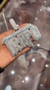 Colgante de Plata de Ley 925 con Letra Inicial Personalizada, Diamante Moissanite VVS Brillante, Microincrustaciones, Estilo Hip Hop, para Uso Diario - Product Image 3