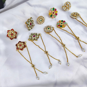 Conjunto combinado de joyería de boda india Anillo y pulsera Combo Sangeet Haldi Mehndi Accesorios Kalire, Gana, Mayoon Favor Ocasión Regalo - Product Image 1