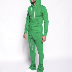 Chándal con logotipo personalizado para hombre, conjunto de dos piezas, chaqueta con cremallera y joggers apilados, ropa deportiva ajustada, venta al por mayor - Product Image 6