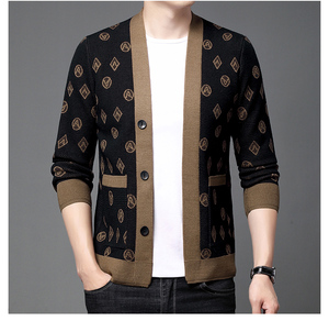 Cárdigan coreano de un solo pecho para <span class=keywords><strong>hombre</strong></span>, suéter con cuello en V y bolsillos con botones, cruce de moda de primavera y otoño - Product Image 5