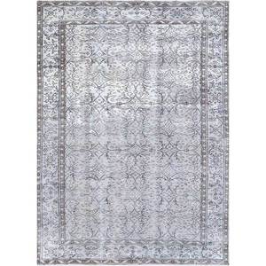 Vintage 9x12 <b>Wool</b> Rug Grey & Black Hand Knotted Medallion Rectangle Puzzle Abstract Patterns for Home Entryway Hallway-Pae-639 - Product Image 1