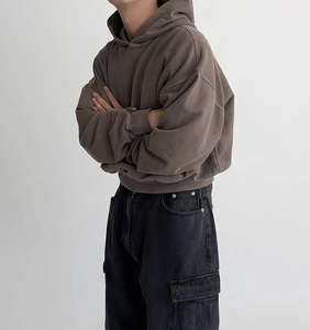 Pull-over oversize vierge à épaules tombantes avec logo 100% coton personnalisé Sweat-shirt épais Sweat-shirt à capuche en éponge française pour hommes - Product Image 6