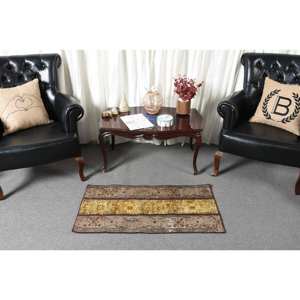 พรม1.8x3.5ft สไตล์ตุรกีวินเทจแบบคลาสสิกพื้นที่ขนาดใหญ่18x35in สีเหลืองน้ำตาลเย็บปะติดปะต่อกันผ้าขนสัตว์ยางรองสี่เหลี่ยมพรมห้องโถงห้อง - Product Image 2