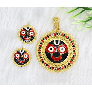Charm colgante conjunto joyería chapado en oro joyería India colgante conjunto diosa joyería colgante collar Top fabricante indio - Product Image 2