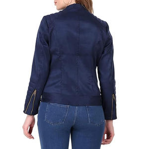 Veste en cuir véritable personnalisée à prix de gros veste en cuir suédé de couleur unie pour femmes avec logo personnalisé - Product Image 2
