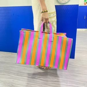 Bolsa de compras de nailon reutilizable ecológica, bolsas de playa de plástico reciclado tejido a mano, bolsas de cosméticos hechas con cremallera RPET - Product Image 1