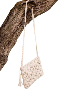 Bolso de hombro de ganchillo tejido a mano promocional con asa grande Diseño de flores blancas Monedero de mano elegante - Product Image 6