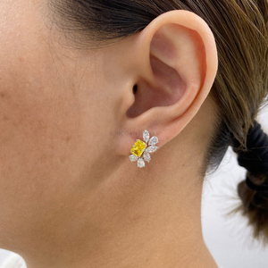 Modern Lab Grown Diamond Earring Set 14k Solid Gold Luxury Bridal Accessories Round Brilliant Cut Certified Quality <b>Stones</b> - Product Image 2